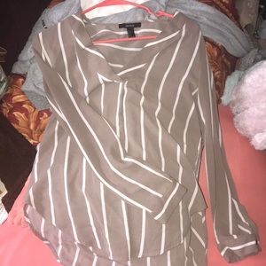 Tan and white striped top